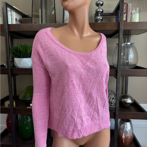 American Eagle Outfitters Pink Knit Pullover small long sleeve white fleck light - Picture 3 of 8